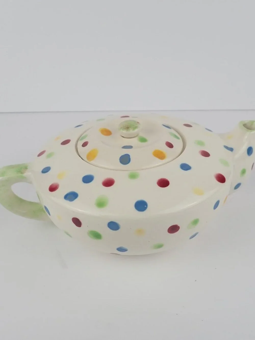 Ceramic Polka Dot Spotted Small Teapot W/Lid